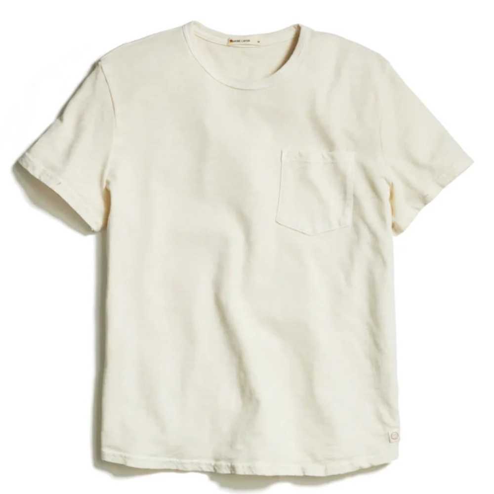 Marine Layer Men’s Vintage Heavy Slub Pocket Tee In Antique Cream Size L/XL NWT